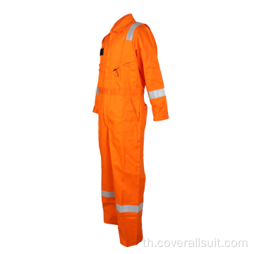 workwear coveralls ความปลอดภัยเปลวไฟสีส้มทน